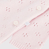 Petit Bateau Knit l/s Romper w/ Floral Ruffle Collar ~ Pink