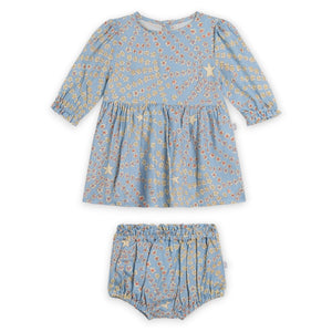 Stella McCartney Baby Girl Twill Star Swirl Print Dress w/ Bloomers ~ Blue