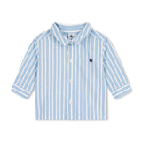 Petit Bateau Baby Woven l/s Shirt & Shorts Set ~ Blue/White