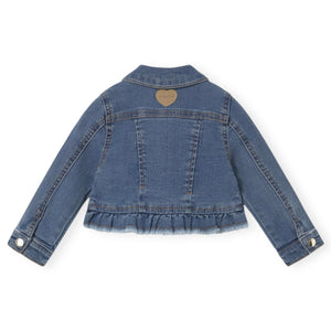 Mayoral Girls Denim Jacket w/ Lace Detail ~ Medium Wash
