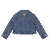 Mayoral Girls Denim Jacket w/ Lace Detail ~ Medium Wash