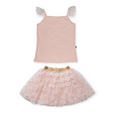 Petite Hailey Luna Frill Tank Top & Skirt Set ~ Flowers/Peach
