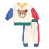 Huxbaby Furry Huxbear Color Block Sweatshirt & Sweatpants Set ~ Oat Marle Multi