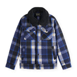 Scotch & Soda Boys Wool Blend Trucker Jacket ~ Ecru/Blue Plaid