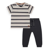 Babyface Baby Boy s/s Tee & Sweatpants Set ~ Antra Stripe/Antra