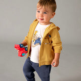Mayoral Baby Boy Zip Hoodie, Tee & Joggers 3pc Set ~ Golden/Navy