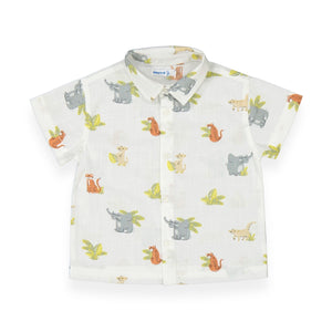 Mayoral Baby Boy Printed s/s Shirt ~ Animals/White