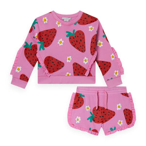 Stella McCartney Girls Strawberries & Flowers Ruffle Tracksuit ~ Pink