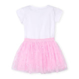 Mayoral Girls Cap Sleeve Top & Tulle Skirt Set ~ White/Mauve