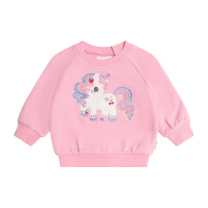 Huxbaby Tutti Frutti Unicorn Sweatshirt & Sweatpants Set ~ Strawberry