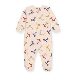 Petit Bateau Front Snap Scooter Print Footie ~ Cream Multi