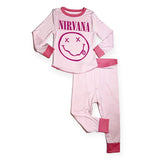 Rowdy Sprout Nirvana Smiley l/s PJ Set ~ Pink/Fuchsia