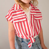 Mayoral Girls Striped Blouse w/ Tank Top 7-12 ~ Persimmon