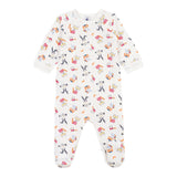 Petit Bateau Side Zip Parisian Animals Print Fleece Footie ~ White Multi