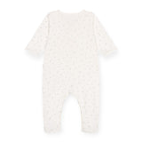 Petit Bateau Front Snap Star Print Footie ~ White/Grey