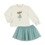 Mayoral Baby Girl l/s Shirt & Tulle Skirt Set ~ Nude/Jade