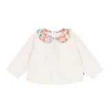Petit Bateau Baby Top w/ Floral Print Collar & Leggings Set ~ Cream/Multi