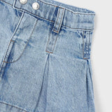 Mayoral Girls Pleated Denim Skirt ~ Light Wash
