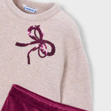 Mayoral Girls Bows Top & Leggings Set ~ Raspberry