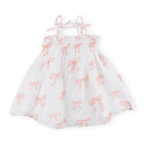 Oh Baby! Big Bows Tie Shoulder Brandie Dress ~ Oyster/Pink