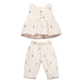 Play Up Baby Pineapple Print Woven Sleeveless Top & Pants Set ~ Natural