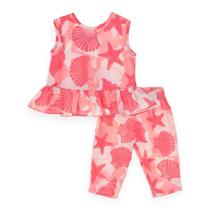 Yell-Oh! Baby Girl Sleeveless Top w/ Frill & Pants Set ~ Shells