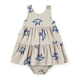 Babyclic Printed Dress w/ Bloomer ~ Birds Fly/Ivory