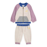 Bobo Choses Baby Tic Tac Toe Color Block Zip Sweatshirt & Joggers Set ~ Off-White/Lavender
