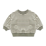 Quincy Mae Velour Relaxed Sweatshirt & Sweatpants Set ~ Spruce Stripe
