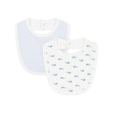 Petit Bateau Stripe & Whale Print Bib Set ~ Blue/White