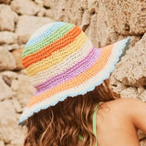 Molo Scalloped Straw Hat ~ Rainbow Paint