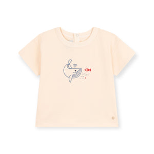 Petit Bateau Baby Boy s/s Graphic Tee & Denim Shorts Set ~ Whale/Blue