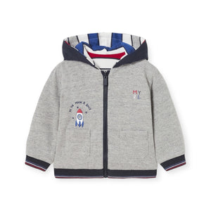 Mayoral Baby Boy Reversible Striped Zip Hoodie ~ Storm