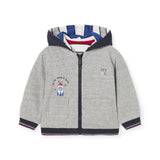 Mayoral Baby Boy Reversible Striped Zip Hoodie ~ Storm