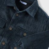 Mayoral Boys Ribbed Velour Button Down Shirt ~ Navy