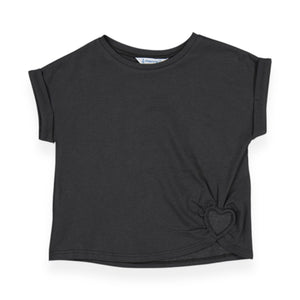 Mayoral Girls s/s Heart Shirt ~ Charcoal