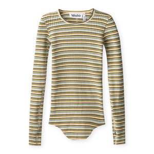 Molo Rochelle l/s Ribbed Top 7-12 ~ Forest Stripe