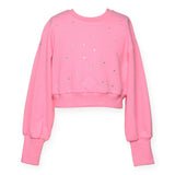 Hannah Banana Rhinestone Embellished Sweatshirt & Pleated Skirt Set ~ Hot Pink