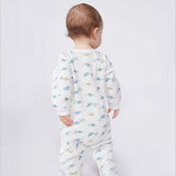 Petit Bateau Side Zip Dinosaur Print Footie ~ White Multi