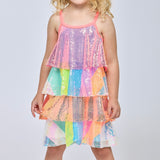 Baby Sara Four Tier Sequin Dress ~ Pink Multi