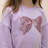 Petite Hailey Nyla Sequin Bow Sweatshirt & Star Patch Leggings Set ~ Purple