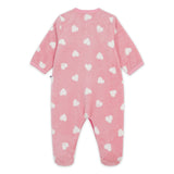 Petit Bateau Polaire Front Snap Heart Print Footie ~ Pink/White