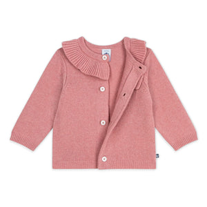 Petit Bateau Baby Ruffle Collar Knit Cardigan ~ Pink