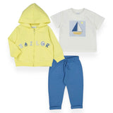 Mayoral Baby Boy Sailor Zip Hoodie, Tee & Joggers Set ~ Sorbet/Blue