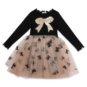 Petite Hailey Tru Bow Tutu Dress ~ Black/Gold