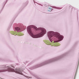 Mayoral Baby Girl Knotted T-Shirt w/ Crochet Appliqué ~ Mauve