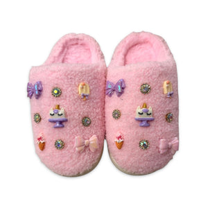Bari Lynn Fun Treats & Bow Charms Slippers ~ Pink