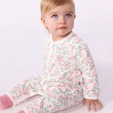 Petit Bateau Front Snap Floral Print Romper ~ White Multi