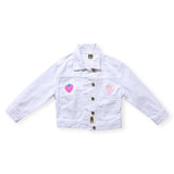 Petite Hailey Patched Denim Jacket ~ Bow/White