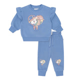 Huxbaby Whimsical Unicorn Sweatshirt & Sweatpants Set ~ Bijou Blue